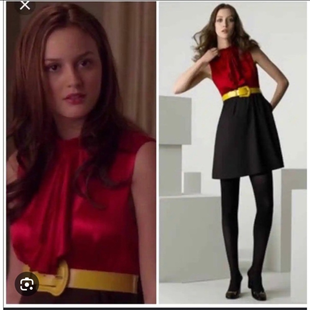 Alice+Olivia Jabot Red Black Dress Gossip Gir